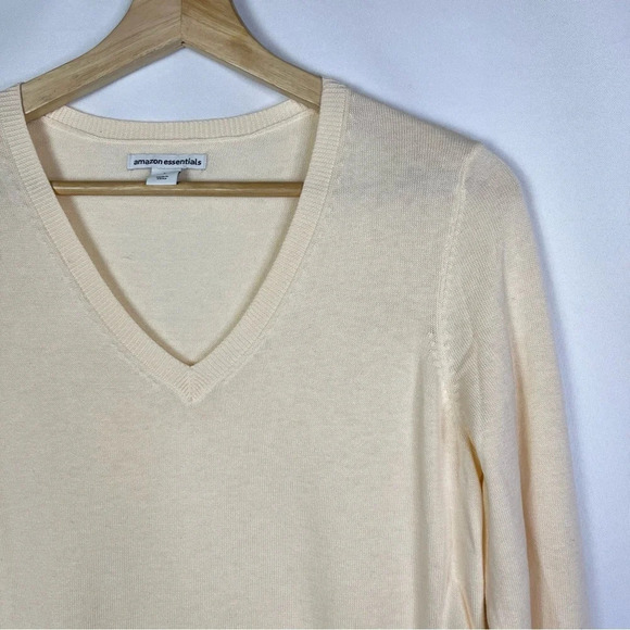 Amazon Essentials Ecru Cream V-Neck Classic Fit Sweater S - Picture 4 of 5